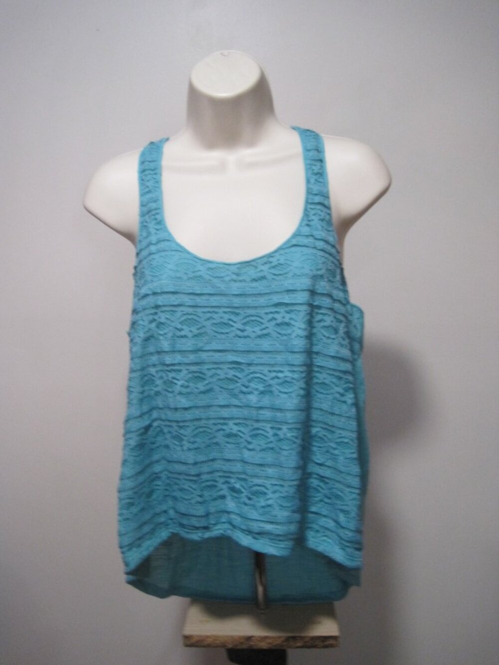Weavers Turquoise Lace Racerback Knit Sleeveless Tank Top Juniors Large 9-11